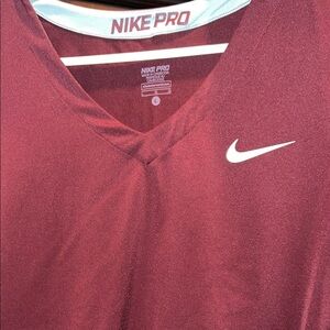 Nike Pro Maroon V-Neck Shirt